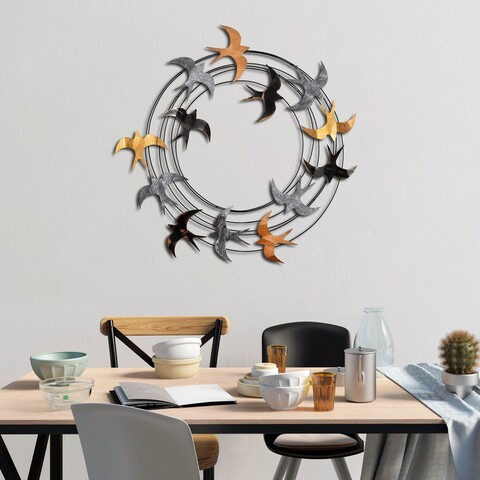 Decoratiune de perete, Spiral Flock 6, Dimensiuni: 87 x 87 x 5 cm, Multicolor