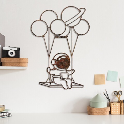 Decoratiune de perete, Rusty Astro 1, Dimensiune: 70 x 44 cm, Maro antichizat