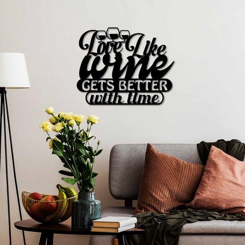 Decoratiune de perete, Wine Better, Dimensiune: 50 x 40 cm , Negru