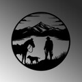 Decoratiune de perete, Hunter on Lake, Dimensiuni: 53 x 53 cm, Negru