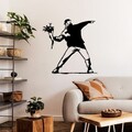 Decoratiune de perete, Banksy Metal 01, Dimensiune: 69 x 70 cm, Negru