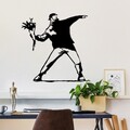 Decoratiune de perete, Banksy Metal 01, Dimensiune: 69 x 70 cm, Negru