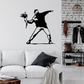 Decoratiune de perete, Banksy Metal 01, Dimensiune: 69 x 70 cm, Negru