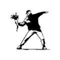 Decoratiune de perete, Banksy Metal 01, Dimensiune: 69 x 70 cm, Negru