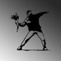 Decoratiune de perete, Banksy Metal 01, Dimensiune: 69 x 70 cm, Negru