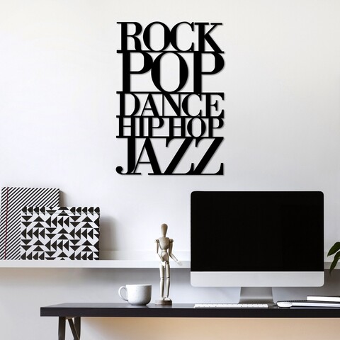 Decoratiune de perete, We Love Music, Dimensiune: 70 x 49 cm, Negru