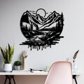 Decoratiune de perete, Montain River, Dimensiuni: 51 x 54 cm, Negru