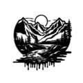 Decoratiune de perete, Montain River, Dimensiuni: 51 x 54 cm, Negru