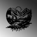 Decoratiune de perete, Montain River, Dimensiuni: 51 x 54 cm, Negru