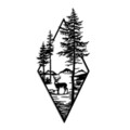 Decoratiune de perete, Deer, (Grosime: 1,5 mm), Negru