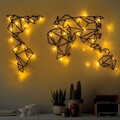 Decoratiune de perete, World Map Led 010, Dimensiune: 58 x 100 cm, Negru