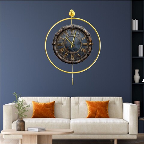 Ceas de perete, Mclock-00129, Lățime: 58 cm Înălțime: 80 cm Adâncime: 7 cm, Auriu