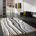 Hall Carpet (80 x 150), HE246, 80x150 cm, Alb / Negru / Gri / Auriu