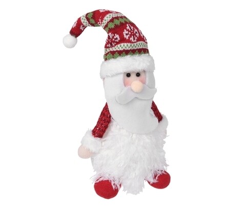 Decoratiune luminoasa Santa, 14x22 cm, poliester, alb/rosu