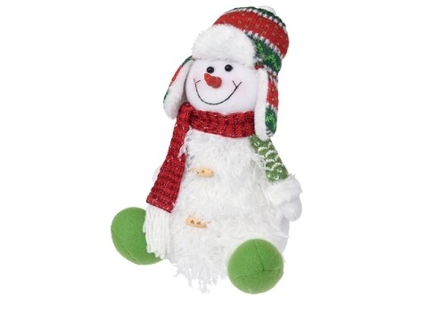 Decoratiune luminoasa Snowman, 17x27 cm, poliester, alb/rosu