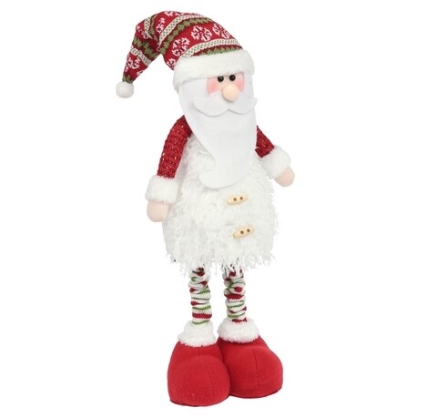 Decoratiune luminoasa Santa, 18x70 cm, poliester, alb/rosu