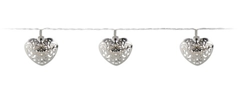 Instalatie Heart, 10 LED-uri, 120 + 30 cm, argintiu