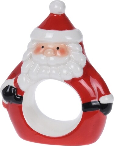 Inel pentru servetele Santa, 8.2x4x10 cm, dolomit, rosu/alb