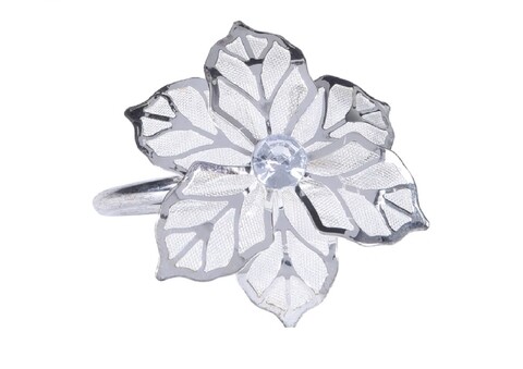 Set 4 inele pentru servetele Lily , 4x5.5x4.5 cm, metal, argintiu