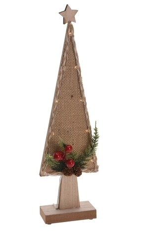 Decoratiune luminoasa Tree w red cherry, 10x5x37 cm, lemn