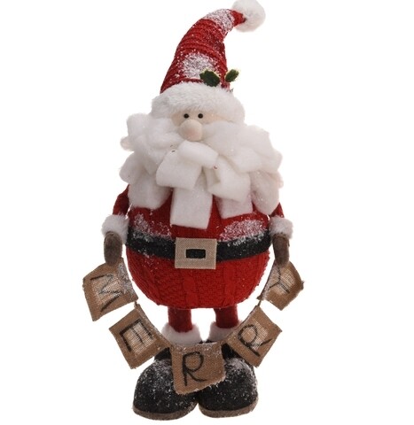 Decoratiune Santa holding rope w word merry, 25x26x64 cm, polistiren, multicolor