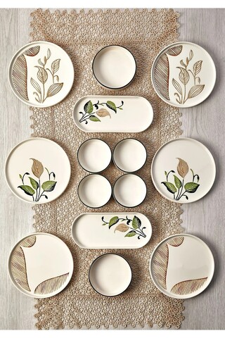 Set de mic dejun (14 Pieces), L'essentiel Maison, 430KSV1382, Platou: 25 x 11 x 3,5 cm (2 bucăți), Multicolor