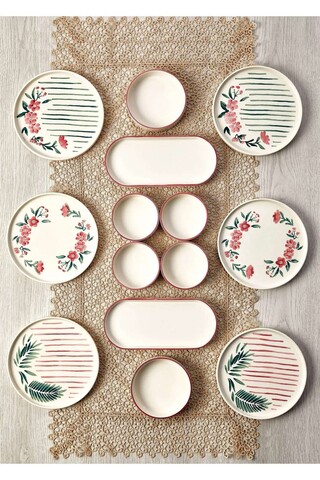 Set de mic dejun (14 Pieces), L'essentiel Maison, 430KSV1380, Platou: 25 x 11 x 3,5 cm (2 bucăți), Multicolor