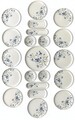 Set de mic dejun (21 Pieces), L'essentiel Maison, 759NRE1126, Farfurie de servire: 20 x 20 cm (12 bucăți), Albastru/Alb