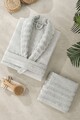 Set halat si prosop de baie, L'essentiel Maison, Carla, Gri deschis
