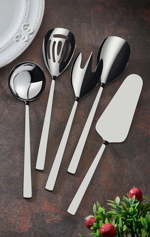 Set ustensile pentru gatit (5 Pieces), L'essentiel Maison, 207PLM1201, Linguriță pentru sos: 24, 4,5 cm, Argintiu