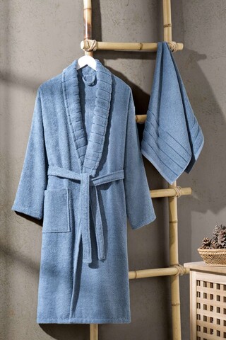 Set halat si prosop de baie, L'essentiel Maison, Carla, Albastru indigo