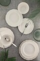 Serviciu de masa (26 piese), L'essentiel Maison, 710KTP3684, Farfurie adâncă: 23 cm (6 bucăți), Alb / Argintiu