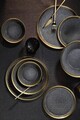 Serviciu de masa (16 Pieces), L'essentiel Maison, 719KTP9738, Farfurie: 20 x 20 x 3 cm (4 bucăți), Negru