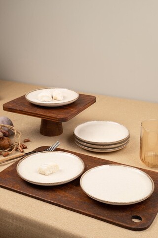 Set platouri servire desert (6 Pieces), L'essentiel Maison, 710KTP3671, Crem
