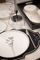 Set de cină (27 piese), L'essentiel Maison, 710KTP9745, Farfurie: 21 x 21 cm (6 bucăți), Alb/Negru