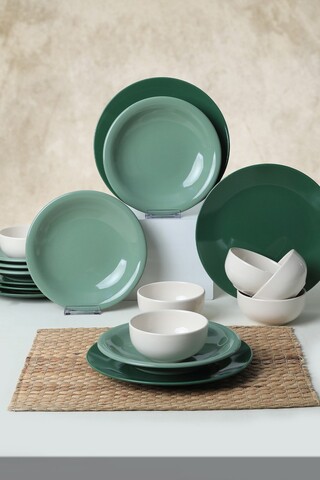 Serviciu de masa (18 Pieces), L'essentiel Maison, 275KRM1970, Antibacterian, Verde/Alb