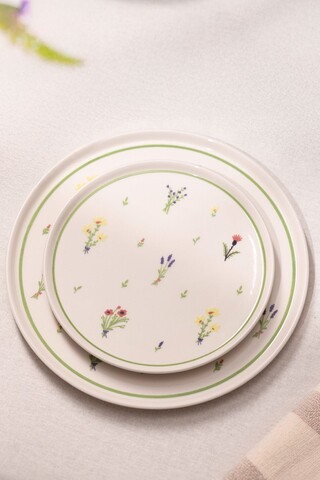 Set platouri servire desert (4 Pieces), L'essentiel Maison, 127RKL1607, Alb/Verde