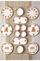 Set de mic dejun (14 Pieces), L'essentiel Maison, 430KSV6207, Platou: 25 x 11 x 3,5 cm (2 bucăți), Maro/Alb