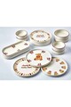 Set de mic dejun (14 Pieces), L'essentiel Maison, 430KSV6207, Platou: 25 x 11 x 3,5 cm (2 bucăți), Maro/Alb