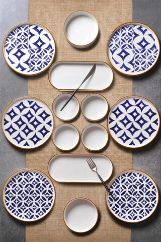Set de mic dejun (14 Pieces), L'essentiel Maison, 430KSV1386, Platou: 25 x 11 x 3,5 cm (2 bucăți), Multicolor