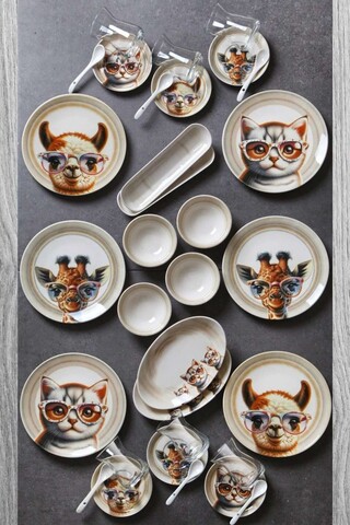 Set de mic dejun (32 Pieces), L'essentiel Maison, 430KSV6216, Oval de măslin: 5,5 x 21 x 2 (2 bucăți), Maro