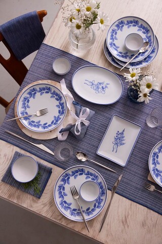 Set de mic dejun (14 piese), L'essentiel Maison, 710KTP3717, Bol Joker: 10 cm (2 bucăți), Albastru