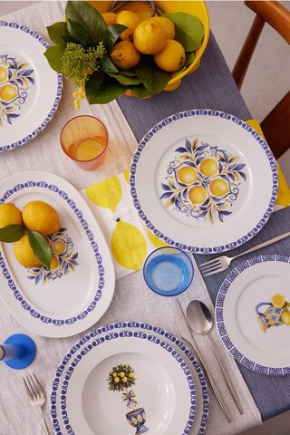 Serviciu de masa (26 Pieces), L'essentiel Maison, 710KTP3743, Farfurie adâncă: 23 cm (6 bucăți), Alb / Galben / Albastru