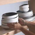 Serviciu de masa (55 Pieces), L'essentiel Maison, 216KRC1273, Farfurie: 20,5 x 19,5 x 3,5 cm (12 bucăți), Alb/Negru