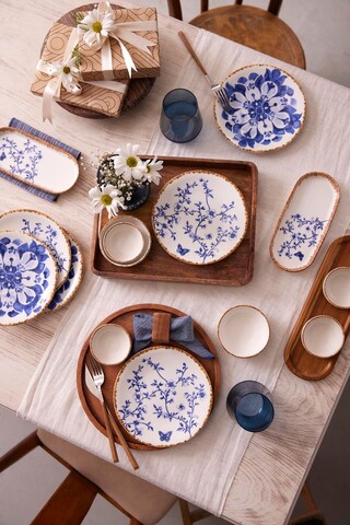 Set de mic dejun (14 piese), L'essentiel Maison, 710KTP3714, Bol Joker: 10 cm (2 bucăți), Albastru