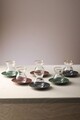 Set pahare pentru ceai (12 Pieces), L'essentiel Maison, 127RKL1203, Farfurie: 12 x 12 x 1,7 cm (6 bucăți), Transparent / Auriu / Albastru închis / Vișiniu / Verde