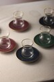 Set pahare pentru ceai (12 Pieces), L'essentiel Maison, 127RKL1203, Farfurie: 12 x 12 x 1,7 cm (6 bucăți), Transparent / Auriu / Albastru închis / Vișiniu / Verde