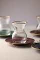 Set pahare pentru ceai (12 Pieces), L'essentiel Maison, 127RKL1203, Farfurie: 12 x 12 x 1,7 cm (6 bucăți), Transparent / Auriu / Albastru închis / Vișiniu / Verde