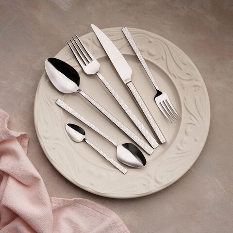Set tacamuri (36 Pieces), L'essentiel Maison, 645DRM1240, Furculiță de masă: 21 x 2,5 cm (6 bucăți), Argintiu
