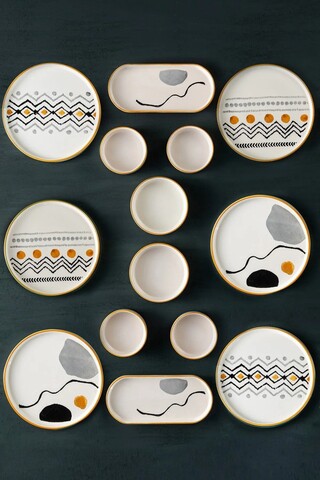Set de mic dejun (14 Pieces), L'essentiel Maison, 964FRM5393, Platou: 25 x 11 x 3,5 cm (2 bucăți), Multicolor